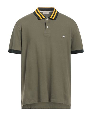 Brooksfield Man Polo Shirt Military Green Size 36 Cotton, Elastane