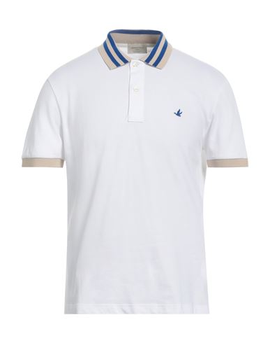 Brooksfield Man Polo Shirt White Size 38 Cotton, Elastane