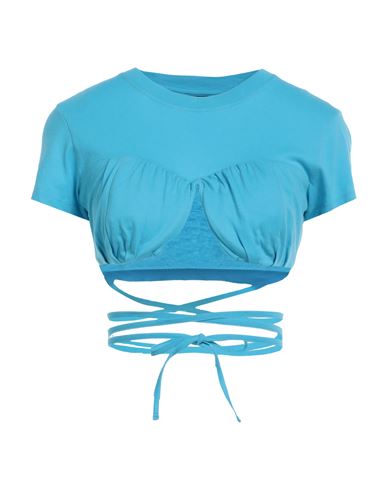 Jacquemus Woman Top Sky Blue Size Xxs Organic Cotton