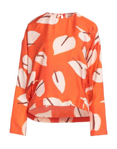 Alysi Woman Blouse Orange Size 10 Silk