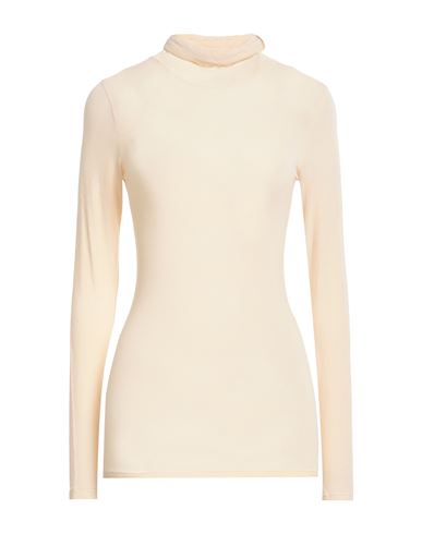 Solotre Woman T-shirt Cream Size 3 Viscose, Polyamide, Wool, Elastane In White