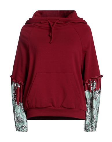 Brand Unique Woman Sweatshirt Burgundy Size 1 Cotton, Viscose, Silk, Elastane In Red