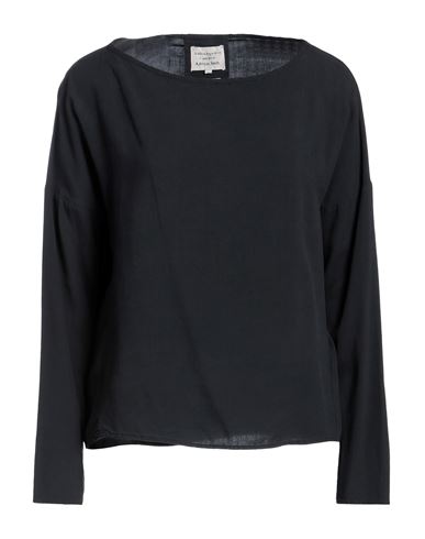 ALESSIA SANTI ALESSIA SANTI WOMAN TOP BLACK SIZE 8 VISCOSE, LINEN