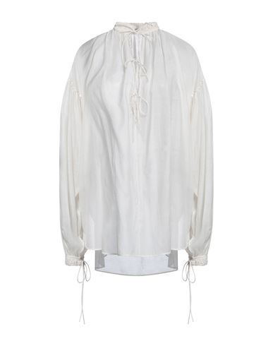 Saint Laurent Woman Top Ivory Size M Cotton, Silk In White