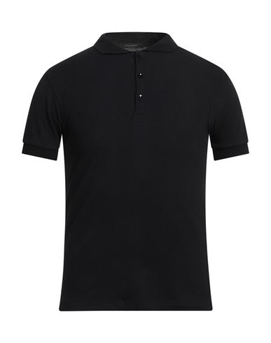 Adriano Langella Man Polo Shirt Black Size S Cotton, Elastane