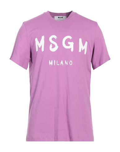 Msgm Man T-shirt Light Purple Size Xs Cotton
