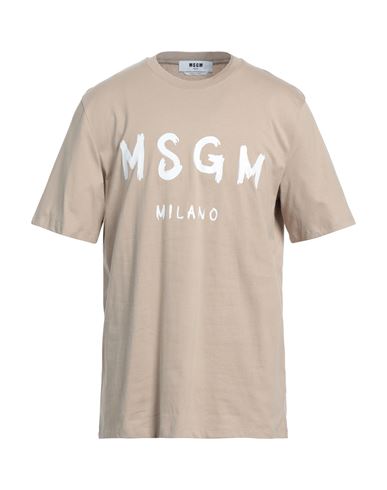 Msgm Man T-shirt Beige Size Xl Cotton