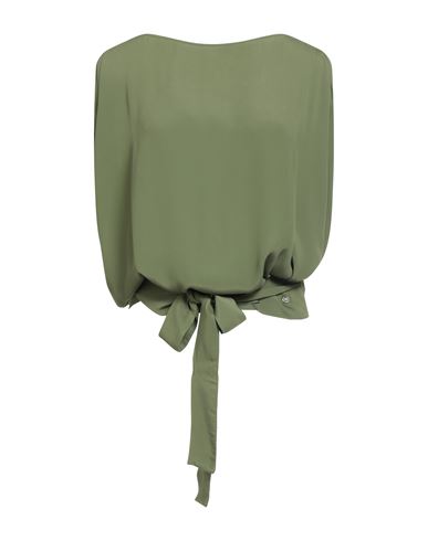 Liu •jo Woman Top Military Green Size 10 Acetate, Silk In Green