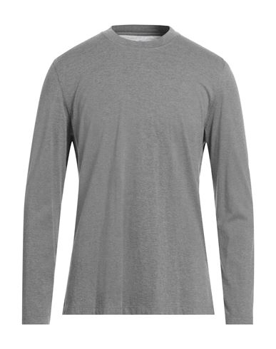 Brunello Cucinelli Man T-shirt Grey Size 40 Cotton, Cashmere, Silk