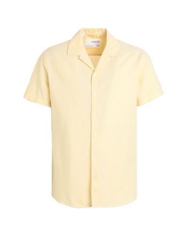 Selected Homme Man Shirt Yellow Size 15 ¾ Cotton, Linen, Recycled Cotton