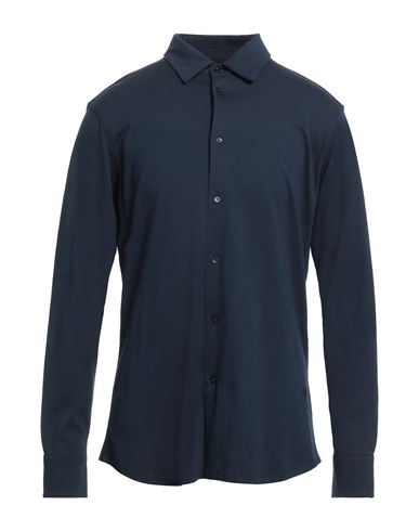 Paolo Pecora Man Shirt Navy Blue Size 17 Cotton