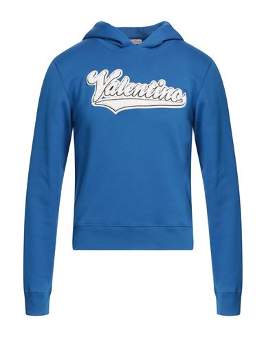Valentino Garavani Man Sweatshirt Azure Size M Cotton, Polyamide In Blue