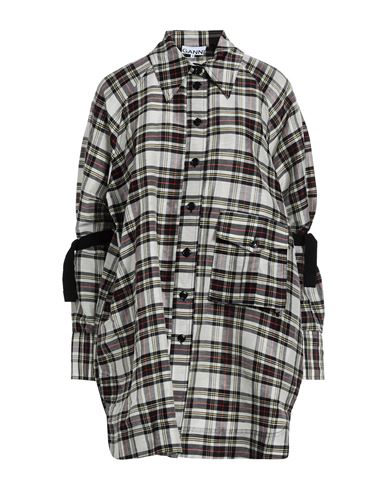Ganni Checked Long-sleeve Shirt In Black