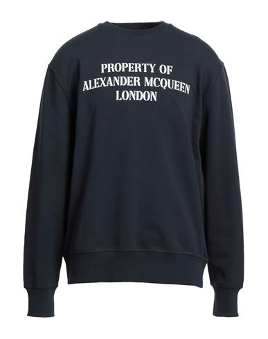 Alexander Mcqueen Man Sweatshirt Navy Blue Size L Cotton, Elastane