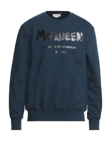 Alexander Mcqueen Man Sweatshirt Midnight Blue Size S Cotton, Elastane
