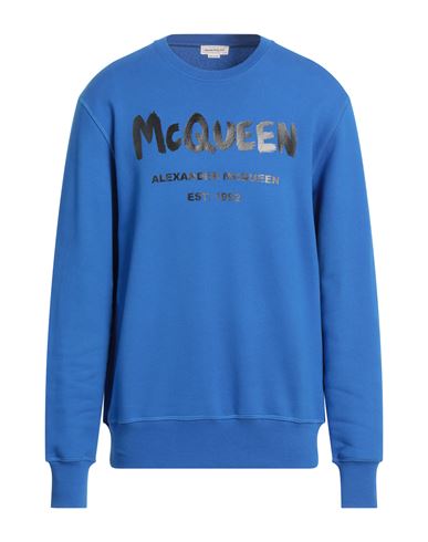 Alexander Mcqueen Man Sweatshirt Blue Size L Cotton, Elastane