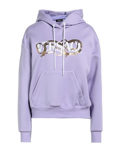 Versace Woman Sweatshirt Lilac Size 4 Cotton, Polyamide, Elastane In Purple