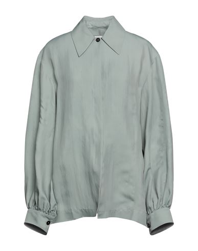 Jil Sander Woman Shirt Sage Green Size 12 Viscose, Silk