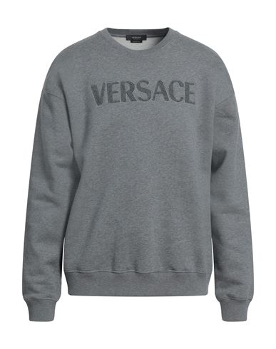 Shop Versace Man Sweatshirt Grey Size L Cotton, Acrylic, Wool, Viscose