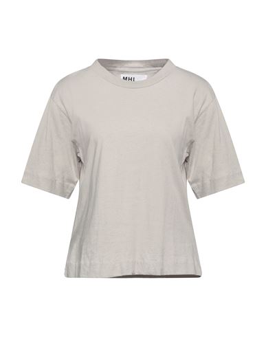 Mhl By Margaret Howell Woman T-shirt Light Grey Size M Organic Cotton, Linen
