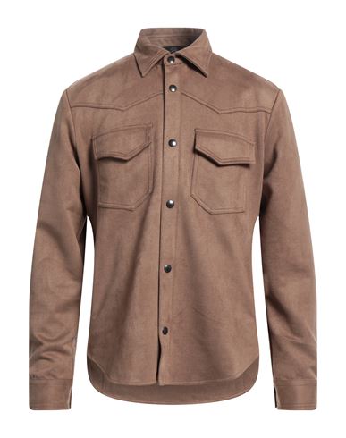 Hōsio Man Shirt Light Brown Size 42 Polyester In Beige
