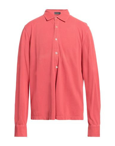 Rossopuro Man Shirt Coral Size 8 Cotton In Red