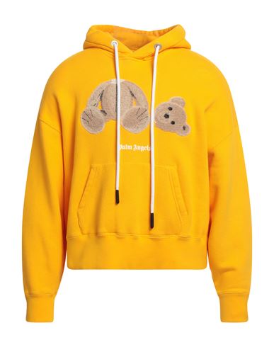 Palm Angels Man Sweatshirt Ocher Size L Cotton, Elastane, Wool, Acrylic, Polyester In Yellow