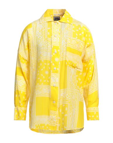 Destin Man Shirt Yellow Size M Cotton, Silk