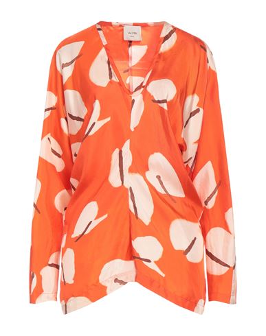 Alysi Woman Blouse Orange Size 8 Silk