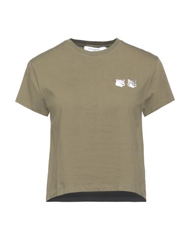 Maison Kitsuné Woman T-shirt Military Green Size M Cotton