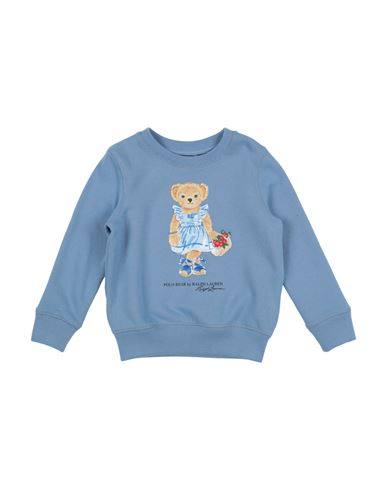 Polo Ralph Lauren Babies'  Polo Bear Fleece Sweatshirt Toddler Girl Sweatshirt Light Blue Size 4 Cotton, Poly