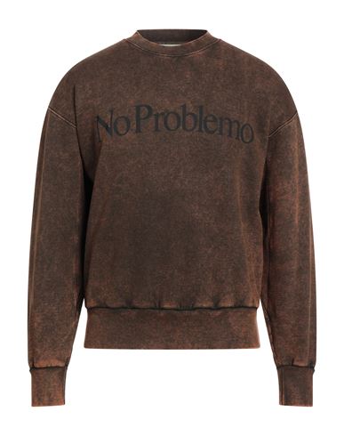Aries Man Sweatshirt Rust Size L Cotton In Brown