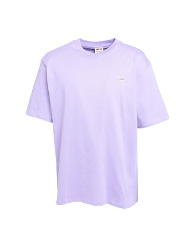 Guess Man T-shirt Light Purple Size Xxl Cotton