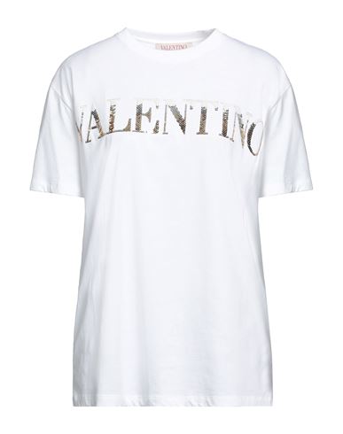 Valentino Garavani Woman T-shirt White Size M Cotton, Polyester, Metallic Fiber