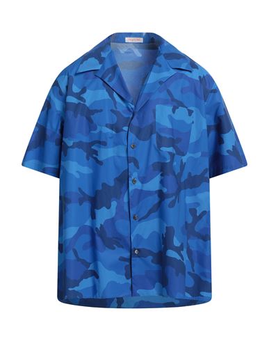 Valentino Man Shirt Blue Size 40 Cotton