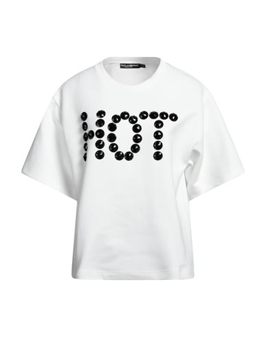 Dolce & Gabbana Woman T-shirt White Size M Cotton, Polyester, Pmma - Polymethyl Methacrylate