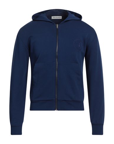 Shop Trussardi Man Sweatshirt Blue Size S Cotton, Elastane