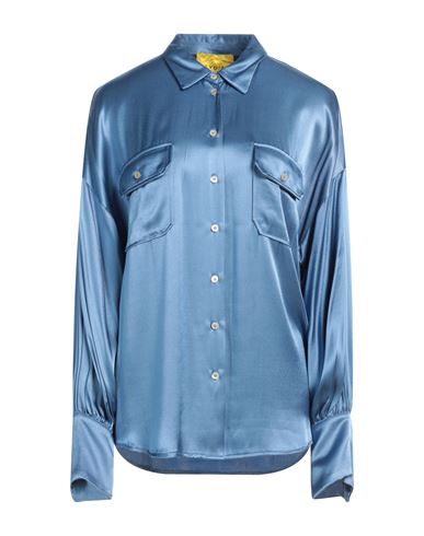 Maison Lydia Woman Shirt Slate Blue Size 4 Viscose