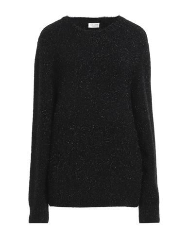 Saint Laurent Woman Sweater Black Size Xl Wool, Polyamide, Metallic Fiber, Cashmere