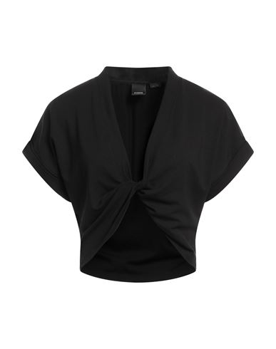 Pinko Woman T-shirt Black Size L Cotton, Lyocell, Elastane