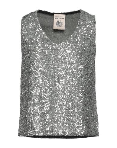 Semicouture Woman Top Silver Size 2 Polyamide, Polyester