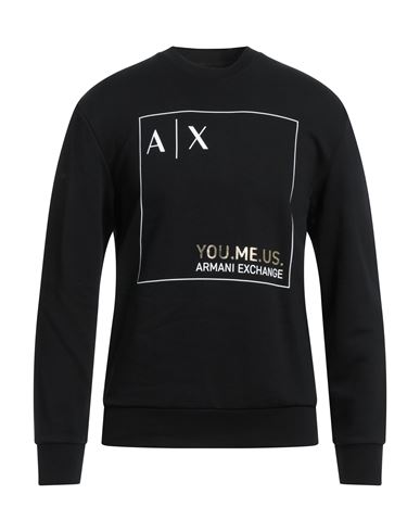Armani Exchange Man Sweatshirt Black Size Xl Cotton, Elastane