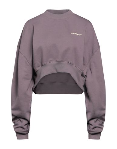Off-white Woman Sweatshirt Dark Purple Size S Cotton, Elastane, Polyester