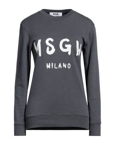 Msgm Woman Sweatshirt Lead Size Xl Cotton In Grey