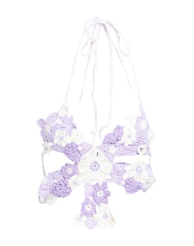 Shop Marco Rambaldi Woman Top Lilac Size L Cotton, Linen, Polyamide In Purple