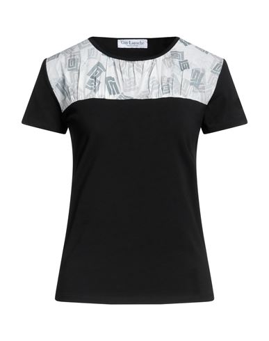 Guy Laroche Woman T-shirt Black Size 2 Cotton, Elastane