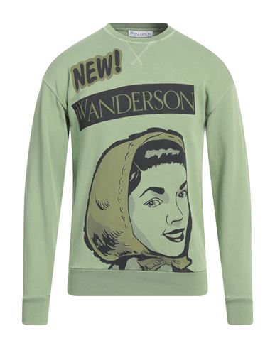 Shop Jw Anderson Man Sweatshirt Sage Green Size M Cotton