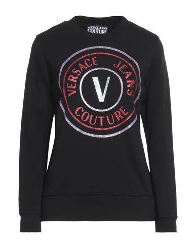 Versace Jeans Couture Woman Sweatshirt Black Size S Cotton, Elastane