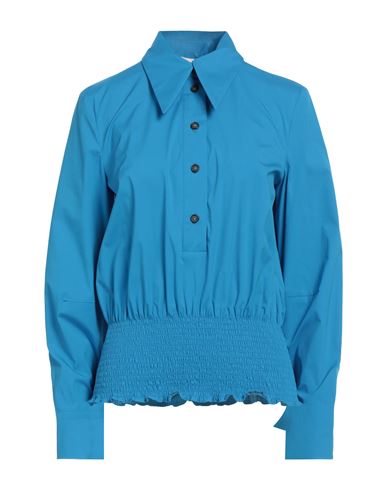 Liviana Conti Woman Shirt Azure Size 6 Cotton, Polyamide, Elastane In Blue