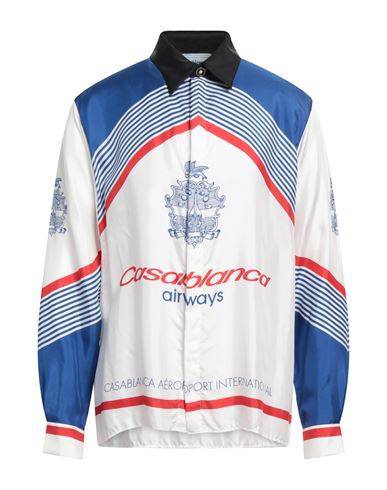 Casablanca Long Sleeve Silk Shirt Silk Twill  Airways -  Airways In Blue